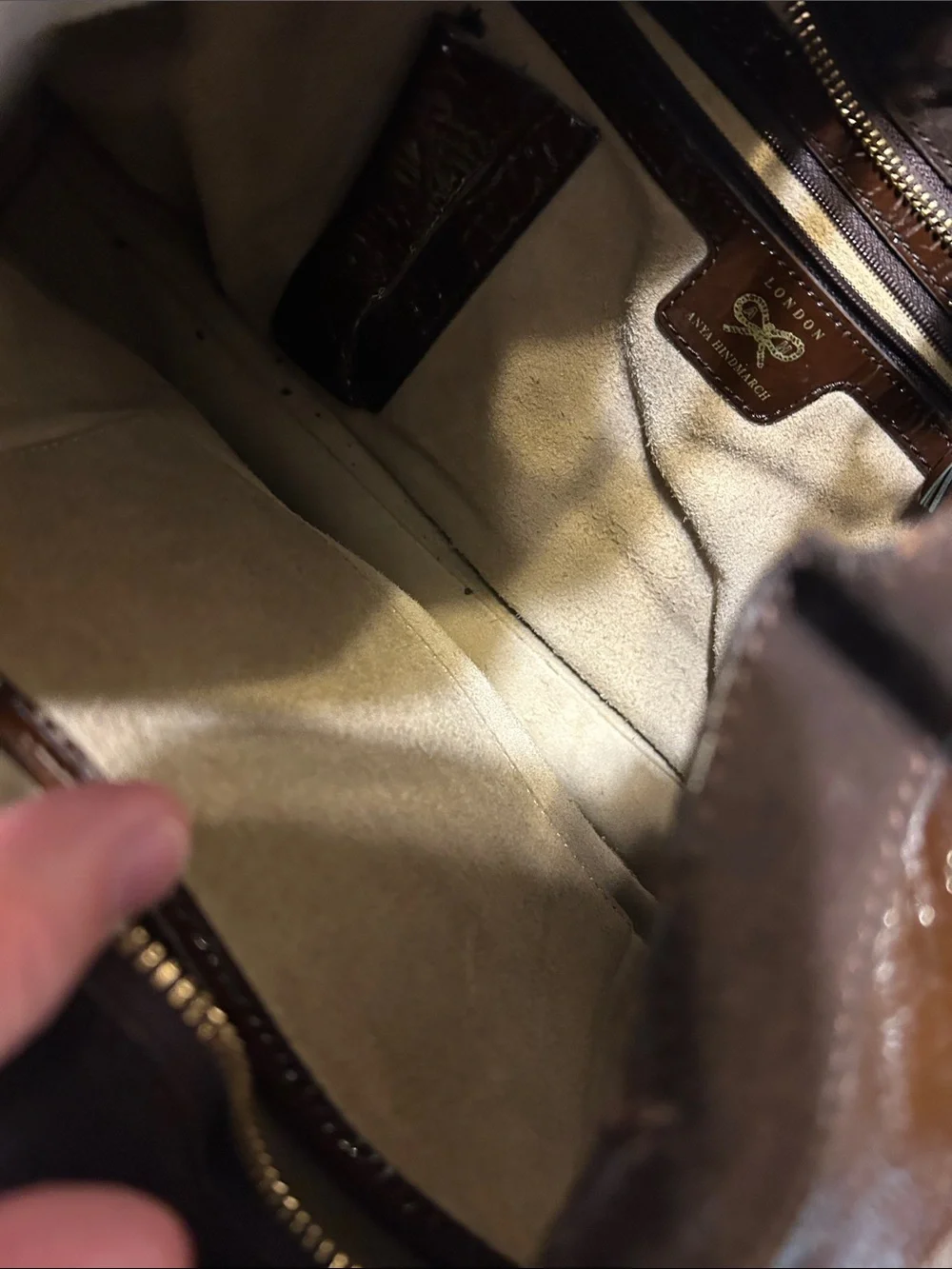 Anya Hindmarch Dark Brown Leather Messenger Shoulder Bag